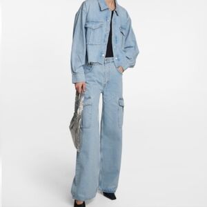 Agolde Minka Light Blue Wide Leg Cargo Jeans in Realm SIZE 27